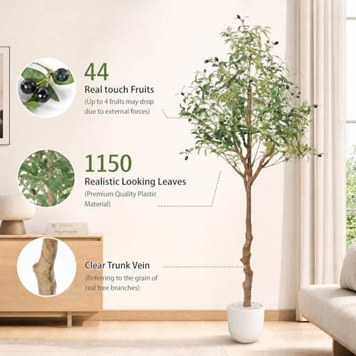 ANTING 6FT Faux Olive Tree, Artificial Olive Trees Indoor with Natural Wood Trunk & Lifelike Fruits, Fake Silk Plant with Pot, Realistic Leaves Artificial Tree for Bedroom, Living Room, Office Decor - Thumbnail 3