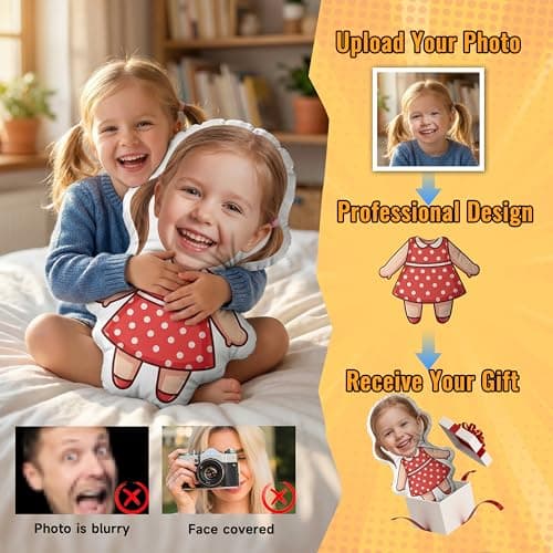 Personalized Face Plush Doll, Custom Photo Pillow for People or Pets, Funny Gag Gift & Unique Anime Perimeter Decor, Customized Humanoid Stuffed Figure,Ideal for,Birthday,2026 Football Tournament. - Thumbnail 3