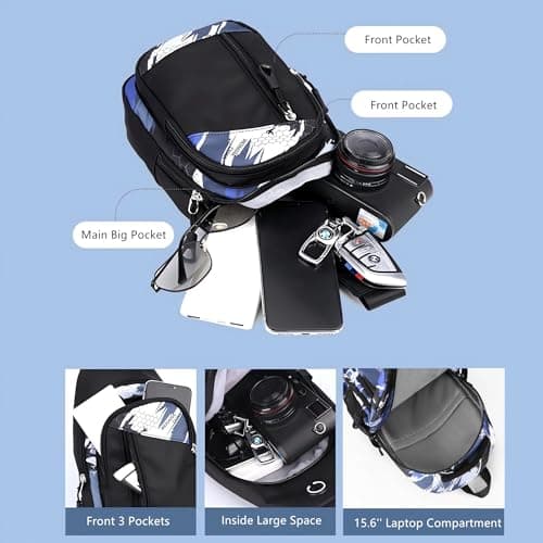 OKKID Middle School Backpack for Boys Gifts Student Bookbag High School Bags Teenage Boy Waterproof Large Travel Backpack Set - Thumbnail 5