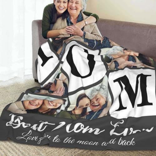 Personalized Gifts for Mom from Daughter Son Mother's Day Custom Blanket with Picture Customized Anniversary Memories Souvenir with Family Photos for Women Grandma Birthday Gift Soft and Warm - Thumbnail 3