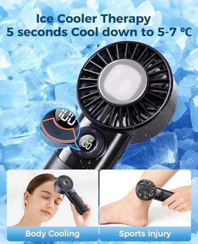Eastfox 2026 Upgrade 3 In 1 Handheld Portable Turbo Fan with Ice Cooler,Rechargeable 100 Speed Mini Personal Fan 10500 RPM Small Pocket Fans Makeup fan for Outdoor,Office,Camping,Travel-Black - Thumbnail 2