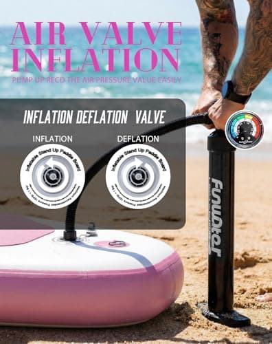 FunWater SUP Inflatable Stand Up Paddle Board 10'6×33"×6" Ultra-Light Inflatable Paddleboard with ISUP Accessories,Fins,Adjustable Paddle, Pump,Backpack - Thumbnail 6