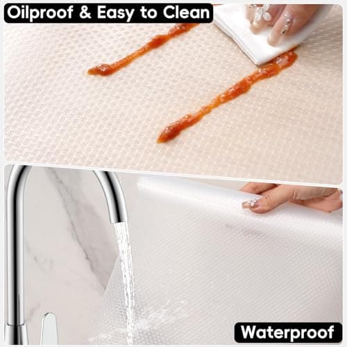 Shelf Liner Non Slip for Refrigerator, Clear Fridge Liner Non Adhesive, Waterproof Drawer & Cabinet Liner for Kitchen Shelves, Decorative Cupboard Dresser Mats,12 in X 10 Ft - Thumbnail 6