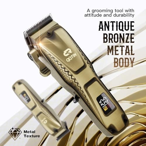 QQTIN Hair Clippers for Men Professional, Cordless Clippers and Trimmers Set for Hair Cutting, 8500RPM Rechargable Electric Hair Trimmer for Self-Haircut and Family Use (Bronze) - Thumbnail 6