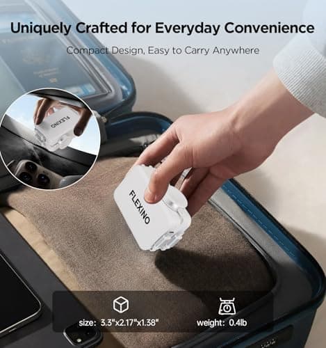 Flexino 5-in-1 Retractable Wall Charger with Apple Watch Charging, Foldable Plug Charger with 3.28ft Retractable Cable for iPhone 17/16/15/14 Pro Max, iPad & Wireless Earbuds (White) - Thumbnail 4