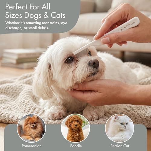 Ali+Oli Pets Eye Comb for Dogs & Cats – Fine Tooth Tear Stain Remover Comb – Pet Face Grooming Comb for Removing Eye Gunk, Debris & Tear Stains - Thumbnail 2