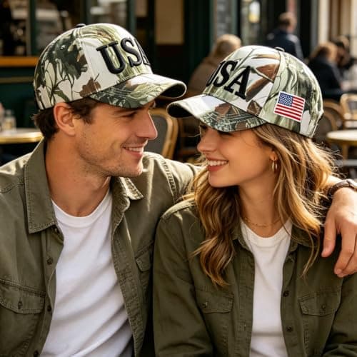 LELVK 4th of July Accessories USA Hats for Women Men, Embroidered Cotton American Flag Baseball Cap for Golf Travel Daily Wear - Thumbnail 3