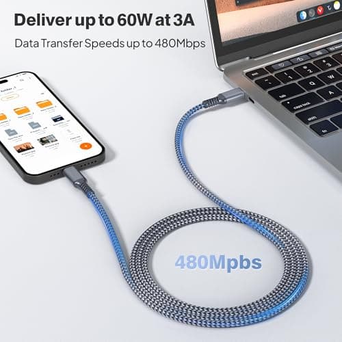 Elebase iPhone 17 Pro Max Charging Cord 3.3/6.6/10FT 3 Pack,USB C to Type C,60W Fast Charger USBC Car Carplay Cable for Apple 17e 16,AirPods 4,iPad 10 9 8 7 Mini 6,Samsung Galaxy S26 S25 Plus Tab S11 - Thumbnail 3