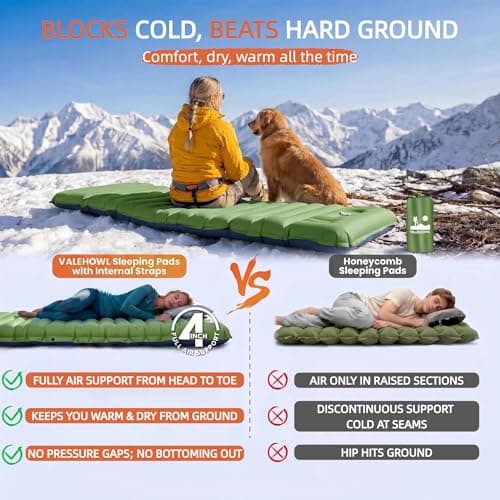 VALEHOWL 4" Thick Camping Sleeping Pad, R4.0 Compact Air Mattress for Tent - Thumbnail 3