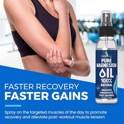 Pure Magnesium Oil Spray 4oz - Topical Magnesium Spray for Sleep & Feet - Extra Strength - USP Grade - 100% Natural and Organic Oil for Muscle Pain & Cramps - Less Sting - Less Itch - Made in USA - Thumbnail 5
