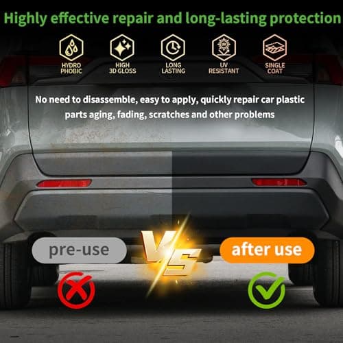 Kingvo Plastic Restorer for Cars, Black Plastic Trim Restoration,Vinyl Trim Restorer Automotive Hydrophobic Ceramic Coating with Foam Applicator,30ML(4-Pack) - Thumbnail 4