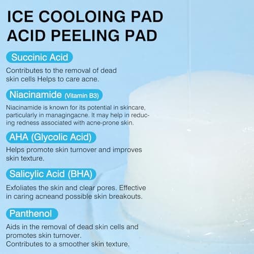 Toner Pads Pore Skincare, Ice Cooling Pad for Exfoliation Care 100 Pads with Collagen Extract for Soothing, Moisturizing, Niacinamide Toner for Women Men Skincare, Ideal for All Skin Types - Thumbnail 6