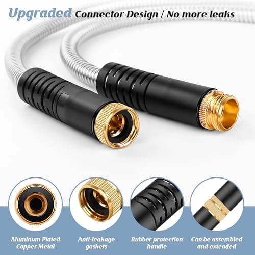 Advinski Garden Hose 100FT, Water Hose with 10 Function Nozzle, Garden Hose Metal with Leak-proof Connectors, No-Kink, Lightweight, Puncture-proof, Pet-proof, Sturdy, 550PSI, Hose for Outdoor, Yard - Thumbnail 4