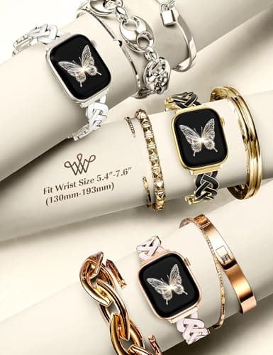 Wearlizer Metal Band Compatible with Apple Watch Bands Women 42/44/45/46/49mm, Dressy Enamel Stainless Steel Bracelet Celtic Knot Strap for iWatch Series 11 10 9 8 7 6 5 4 SE/Ultra 3 2 1 - Thumbnail 6