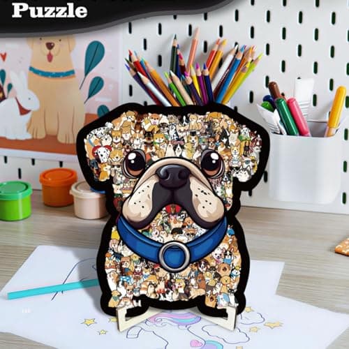 GAKICO 135pcs Wooden Jigsaw Puzzle: Colored Dog Shaped Wooden Puzzle Unique Animal Shape Jigsaw Puzzles, Artistic Home Decor, Mindful Challenge & Creative Gifts for GOG Lovers - Thumbnail 5