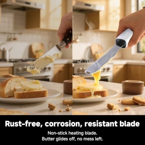 SEAINGO Heating Butter Knife Spreader - Rechargeable, Electric, Cordless, Heats up in 6 Seconds, Nonstick Stainless Steel Blade, ON/OFF Safety Lock Switch, 2 Warming Mode Can Quickly Melt Cold Hard Butter, Coconut Oil, Cream, Jam, Mustard, for Kitchen Restaurant Party - Thumbnail 6