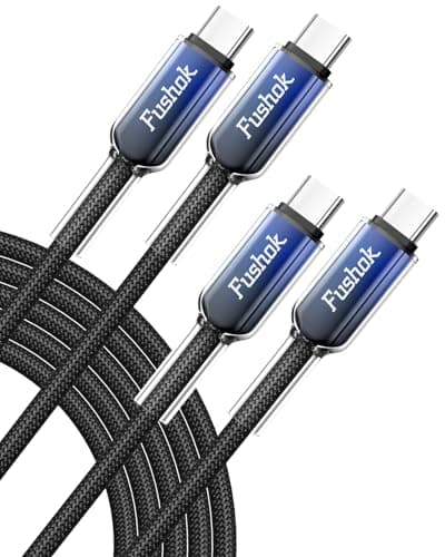 Fushok 100W USB C Cable for iPhone 17 Series [2-Pack, 6FT] USB C to USB C Cable Fast Charging Nylon Braided Type C Cord for MacBook Pro/Air, iPad Pro, Samsung, Pixel