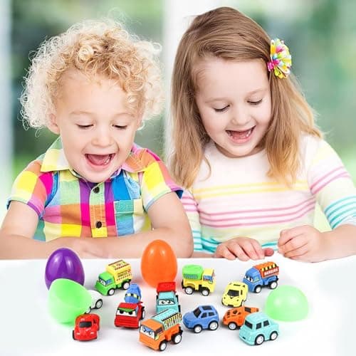 ISTOOLL 12PCS Pre Filled Easter Eggs Car Gifts for Kids with Pull-Back Cars Easter Basket Stuffers Easter Eggs Hunt Easter Party Favor Prize Classroom Rewards Toys for Boys Girls Teens - Thumbnail 6
