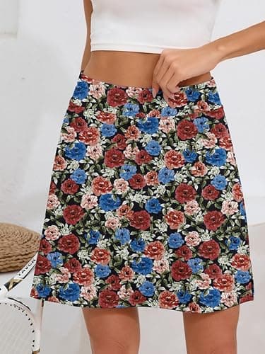 Heymoments Women Active Athletic Skirts Floral Print XLarge Lightweight Comfy Summer Workout Golf Tennis Running Hiking Cycling Skater Bike A Line Underneath Mini Skort Sport Dress - Thumbnail 5