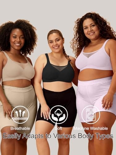 COCOMARTS Jelly Bras for Women No Underwire Push Up V Mesh Seamless Comfort Tshirt Bra Supportive Lift Bralette Everyday Bra Black Large - Thumbnail 6