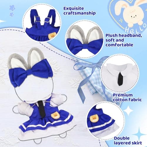 2PCS Bunny Police Doll Outfit Set Blue Shirt and Cap for 15-17cm 4 Inch Blind Box Animal Dolls - Thumbnail 2