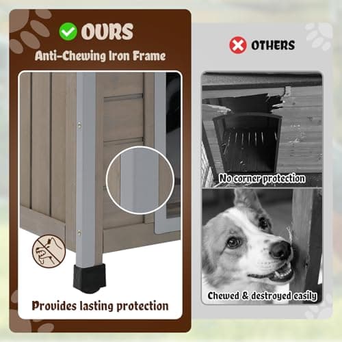 Ketive Dog House Outdoor Weatherproof,Wooden DogHouses for Medium Small Dogs, Indoor & Outdoor with Anti-Chewing Iron Frame, Ventilated Window, Easy Assemble, 26" L x 32" W x32 H - Thumbnail 3