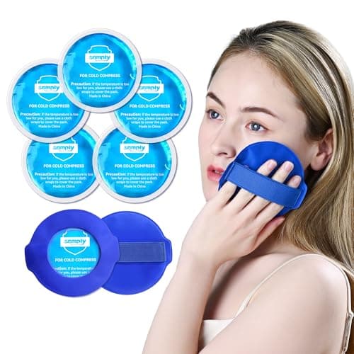 samply Small Gel Ice Packs for Boo Boos, Cold Packs for Injuries Reusable Pain Relief, Headaches and Toothaches,Eyes, Face, 5 Pack Mini Round Ice Packs with 2 Covers for Cold Compress - Image 1