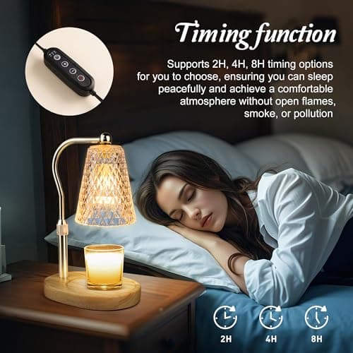 Candle Warmer Lamp with Timer, Adjustable Candle Warmer Lamp with 1 Bulbs,2/4/8-Hour Timing Function,4-Level Dimmable, Adjustable Height - Thumbnail 4