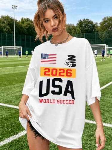 Soccer Cup 2026 Shirt Women USA Football Soccer Jersey Game Day Ball Game T-Shirt Casual Host Sports Short Sleeve Tops White - Thumbnail 3