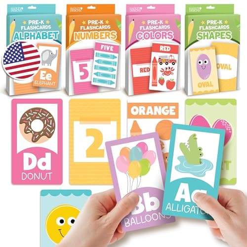 Hadley Designs Alphabet Flash Cards for Toddlers 1-3 - Preschool Learning Activities, Number Color Shapes & ABC Flash Cards for Toddlers 1-3, Daycare Essentials, Homeschool Supplies, Kids Easter Gifts - Image 1