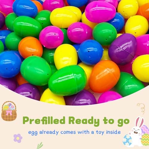Beanumerous Easter Eggs Truly Filled 240 Pcs for Egg Hunt, 120 Prefilled Easter Eggs Stuffed with 120 Small Toys, Kids Party Favors Basket Stuffers - Thumbnail 5