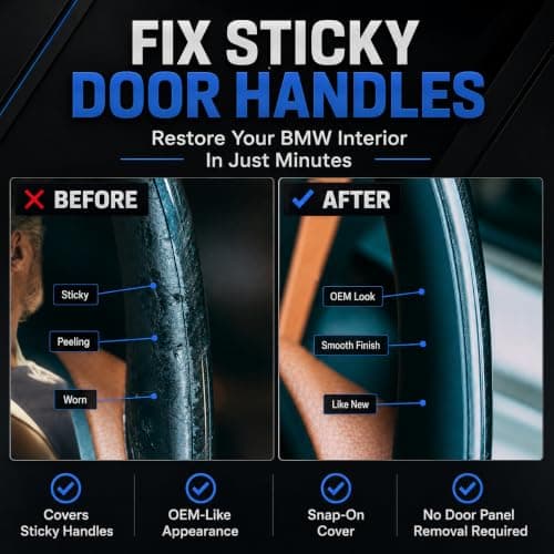 iCarPro Door Pull Handle Sticky Fix Cover Interior Trim for BMW F30 F34 3 Series 320,328,330,335,340,F80 M3 2012-2018, F32 F33 F36 4 Series 420,428,435,440,F82 M4 2014-2019 (4pcs Set, Carbon Fiber) - Thumbnail 3
