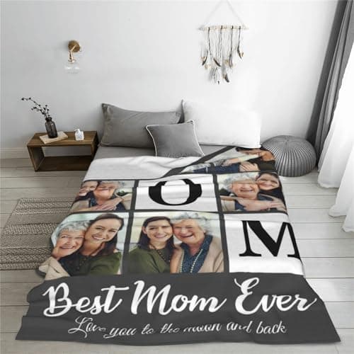 Personalized Gifts for Mom from Daughter Son Mother's Day Custom Blanket with Picture Customized Anniversary Memories Souvenir with Family Photos for Women Grandma Birthday Gift Soft and Warm - Thumbnail 4