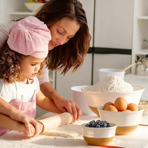 HASENSE Ceramic Mixing Bowls, Large Serving Salad Pasta Bowls Set, 2.1/1.0/0.5 Qt for Entertaining, White Nesting Batter Bowls for Prepping Baking, Dishwasher Microwave Safe, Set of 3 - Thumbnail 3