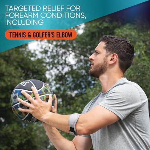 PhysFlex 2-Pack Elbow Brace for Men & Women, Adjustable Tennis & Golfer's Elbow Support Strap for Tendonitis Pain Relief - Compression Pad for Arm, Forearm, Tendon Pain Relief (Blue) - Thumbnail 3
