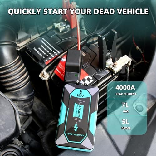 VisualPower Jump Starter Portable,4000A Peak Motorcycle Jump Starter, Jump Box for Car Jumper Starter Portable, 12V Auto Booster Pack(Up to 7L Gas and 5L Diesel Engine) with Smart Safety Jumper Cable - Thumbnail 2