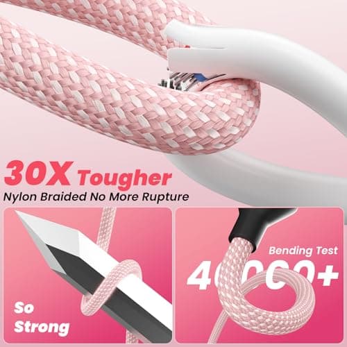 Jogrytece Beach Travel Essentials for Multi Charging Cable, 5FT 2Pack Nylon USB A/C Cord 3in2 Charging Cable, USB Cable Charger Cord with Dual Type -C/L Port for iPhone 17 16 Galaxy S25 iPad - Thumbnail 3