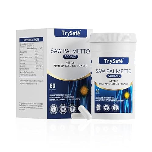TrySafe 7-in-1 500mg Saw Palmetto for Men Prostate Health Supplement with 200mg Nettle, 200mg Pumpkin Seed Oil - Support Male Urinary Tract and Prostate for Mens Health* & Healthy Immune Function* - Image 1