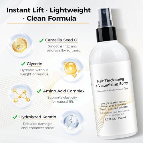 Mokasakiso Hair Thickening Texture Spray (8.5 oz), Volume Texturizing Spray for Fine Hair Women & Men, Hair Volumizer Organic Ingredients, Protects, Strengthens & Repairs - Thumbnail 3
