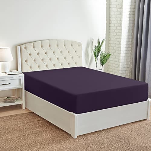 Mellanni California King Fitted Sheet - Iconic Collection Bedding Sheets with up to 16 inch Deep Pocket - Soft & Cooling - Fade & Stain Resistant - 1 PC (Cal King, Purple) - Thumbnail 3