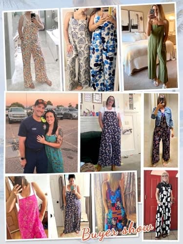 BOHOWE Womens Overalls Plus Size Jumpsuits Loose Casual Wide Leg One Piece Sleeveless Maternity Overalls Adjustable Straps Long Pant Rompers with Pockets S HPZ P002B - Thumbnail 5