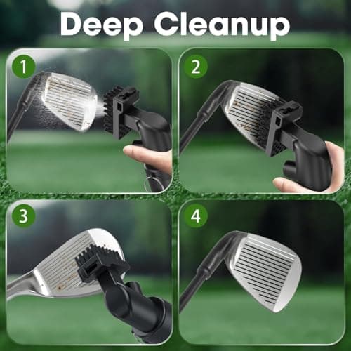 2 Pack Pro Golf Club Cleaner - 4oz Water Bottle with Groove Cleaner and Retainer Clip, Durable Nylon Bristles for Easy Cleaning, Ergonomic Button Design, Golf Gifts for Men (Black) - Thumbnail 4