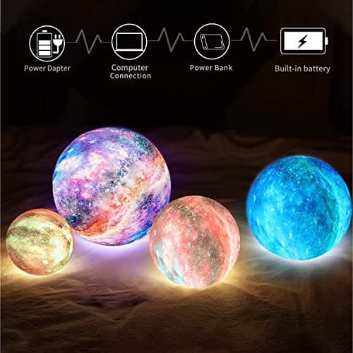 Moon Lamp, Night Light, 16 Colors Galaxy Lamp 3D Printing Moon Light with Stand/Remote Control/Touch/USB Rechargeable/Timer, Moon Night Light for Kids Friend, Home decor Mothers Day Gifts (4.8 inch) - Thumbnail 4