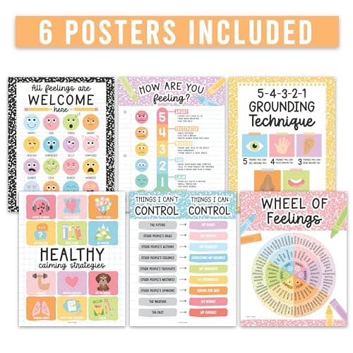Hadley Designs Feelings Chart for Classroom Must Haves - Emotions Chart for Toddler Calming Corner, Counseling Feelings Wheel, Mental Health & Social Emotional Learning Posters, Pastel Classroom Decor - Thumbnail 5