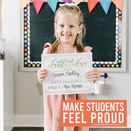 Certificate of Achievement Awards -25 Bulk Award Certificates for Students & Employee of the Month, Gold Certificate Paper, Superlative Academic Excellence End of School Certificates of Completion - Thumbnail 2