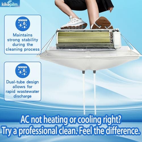 kikepilm Mini Split Cleaning Kit Bag,Split Ac Unit Cleaning Bag Kit for Cleaning Wall-Mounted Air Conditioners and Duct Units(White, 21PCS with Kettle, Size: 33-122 Cm 15.35-48 Inches - Thumbnail 5