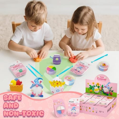 Loufor Air Dry Clay Kits Easter - Modeling Clay for Kids, Ultra Light & Soft, Safe & Non-Toxic, 12 Boxes Model Magic Clay with Sculpting Tools und Tutorials, DIY Creative Arts und Crafts Toys Gifts - Thumbnail 3