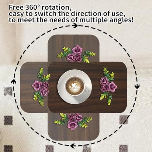 coddlecove TV Tray Side Table, Adjustable Couch Table and Sofa Table, Overbed Snack Tables Study TV Tray C Shaped End Table Food Snack Trays for Eating Small Spaces(15.7" W x 11.8" D, Walnut) - Thumbnail 3