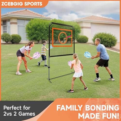 ZCEBGIG Portable Pickleball Net – Regulation Size Outdoor & Indoor Paddle Game Set with Ball Catch Net & Removable Target – Heavy Duty Steel Frame, Carry Bag – Family Fun for Backyard, Park, Beach - Thumbnail 3