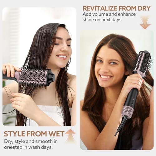 2-in-1 Blow Dryer Brush & Hair Straightener, Ionic & Ceramic Thermal Brush with Adjustable Heat & Cool Shot, 110000 RPM Motor High-Speed Motor for Frizz-Free, Smooth & Voluminous Hair, Gray - Thumbnail 6